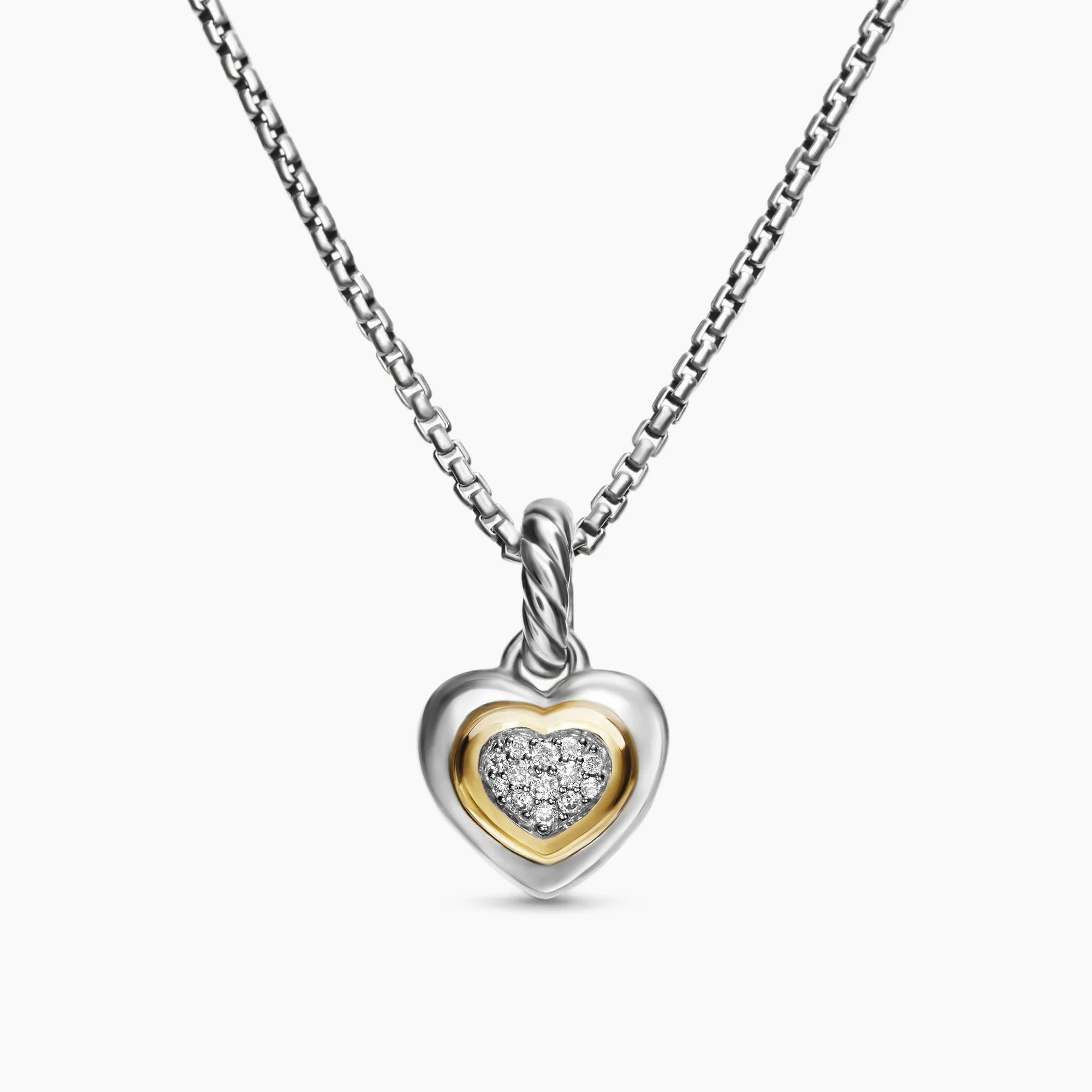 14K Gold Sterling Sil/Yellow Gold 0.04CTTW Diamond Pendant with Chain NECKLACE