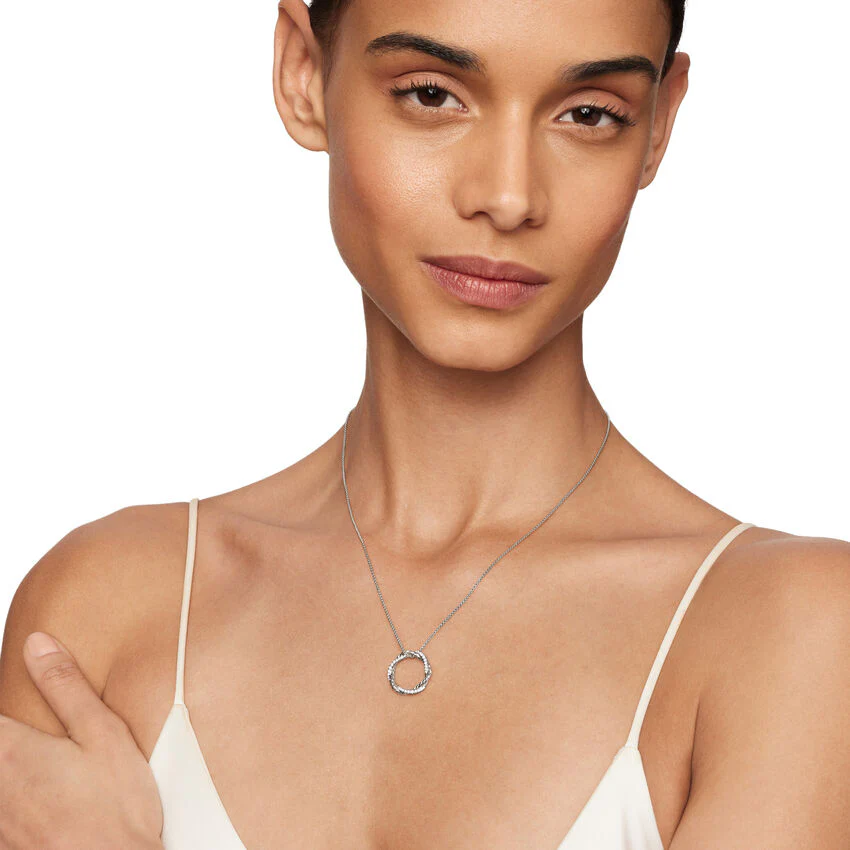 Petite Infinity Pendant Necklace In Sterling Silver With Pavé Diamonds - Image 3