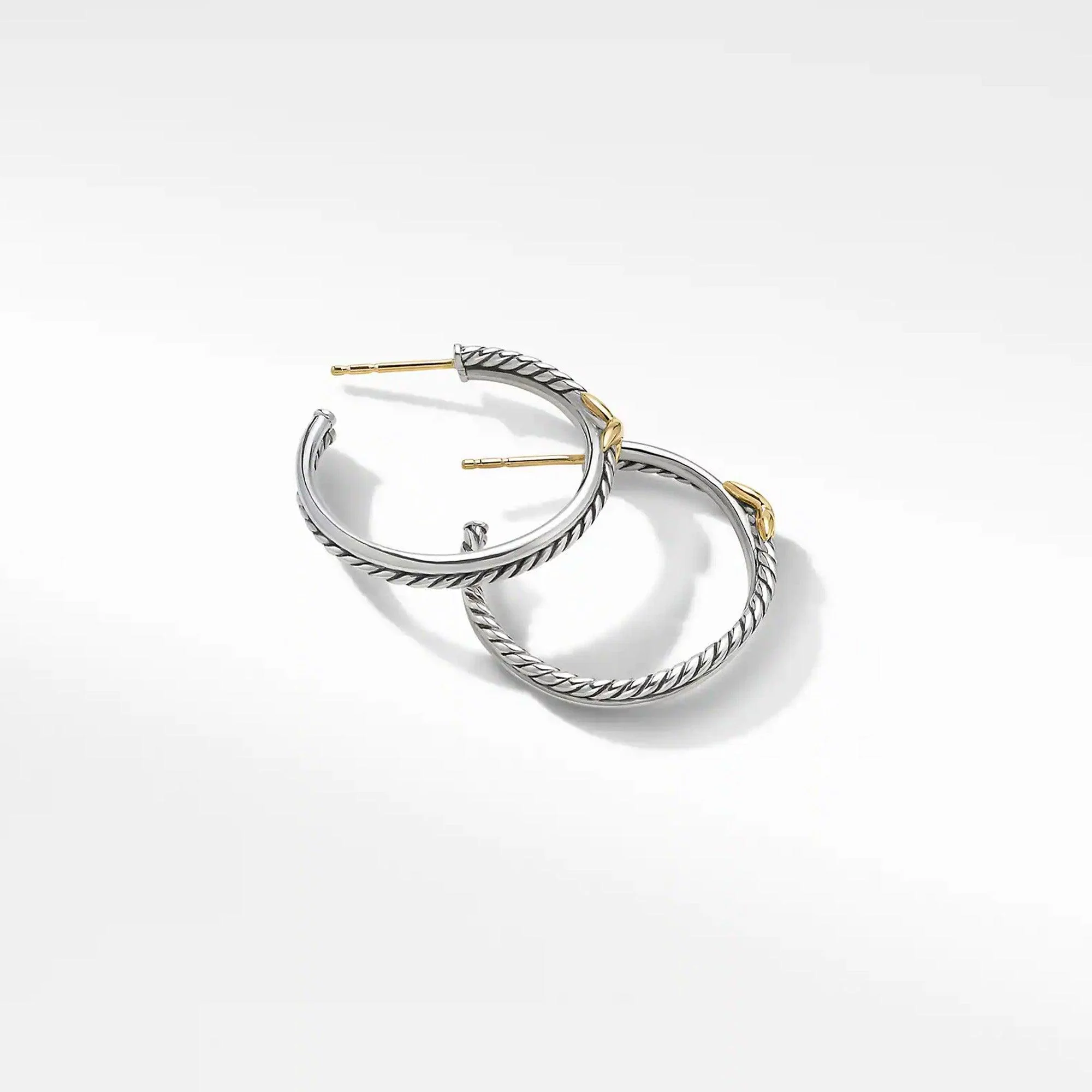 PETITE X HOOP EARRINGS WITH 18K YELLOW GOLD - Image 2