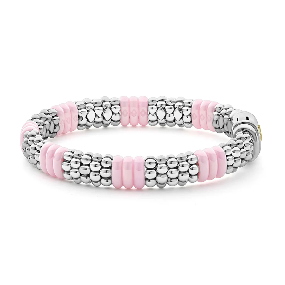 Pink Ceramic Caviar Beaded Bracelet | 9mm - Image 2