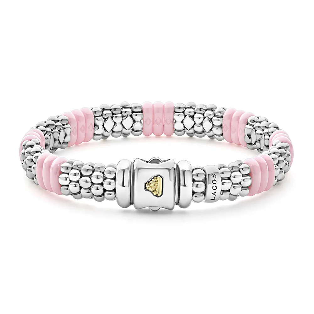 Pink Ceramic Caviar Beaded Bracelet | 9mm - Image 3