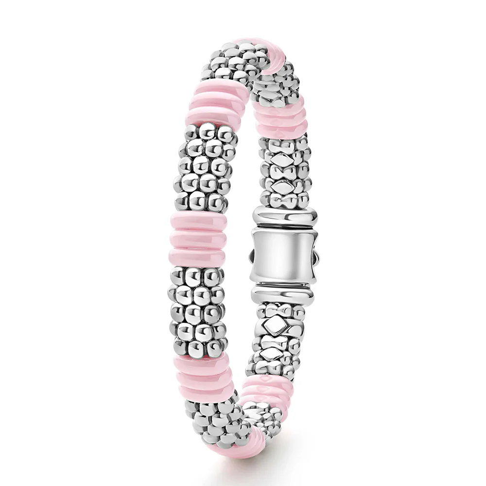 Pink Ceramic Caviar Beaded Bracelet | 9mm - Image 4