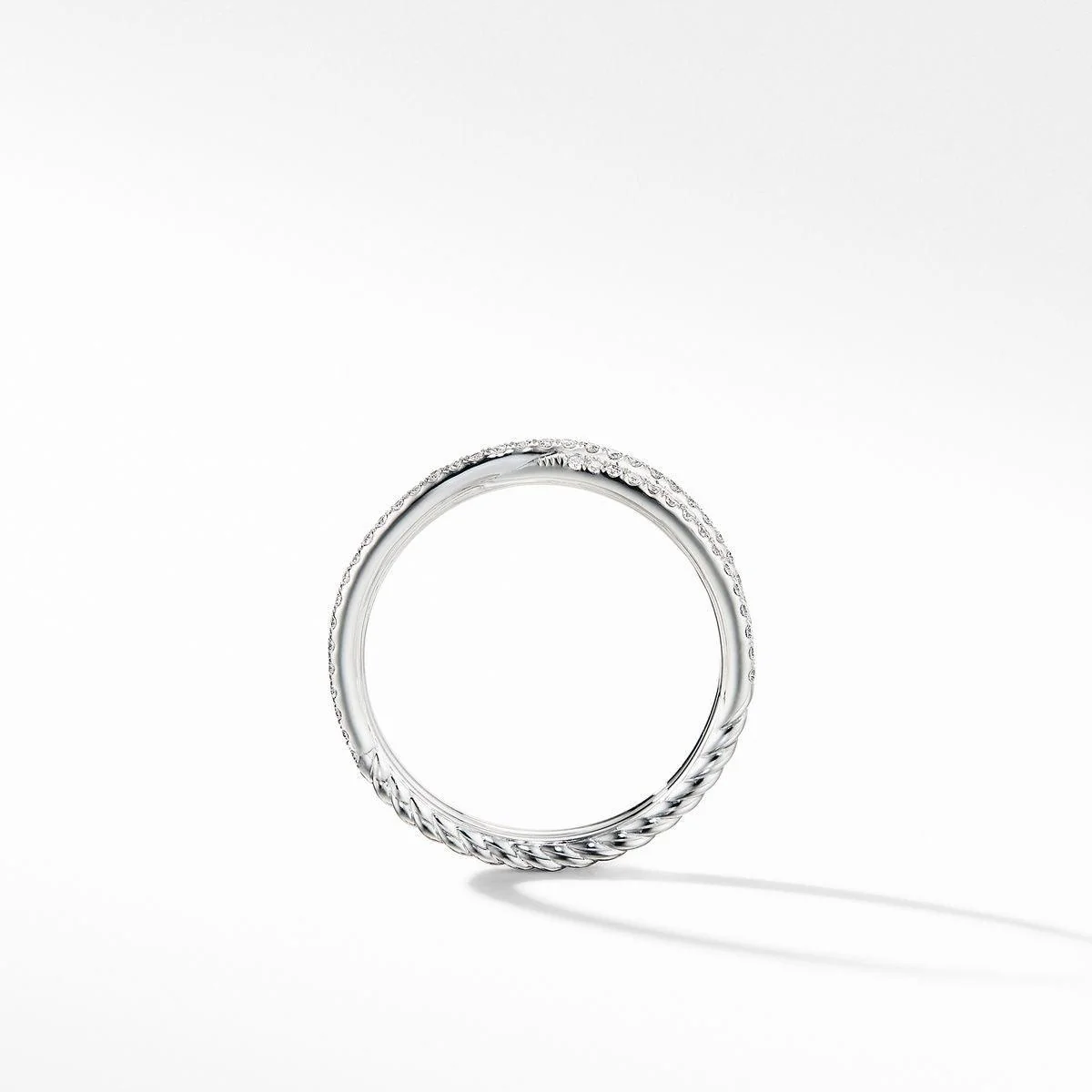Micro Pave DY Crossover Band Ring in Platinum - Image 2