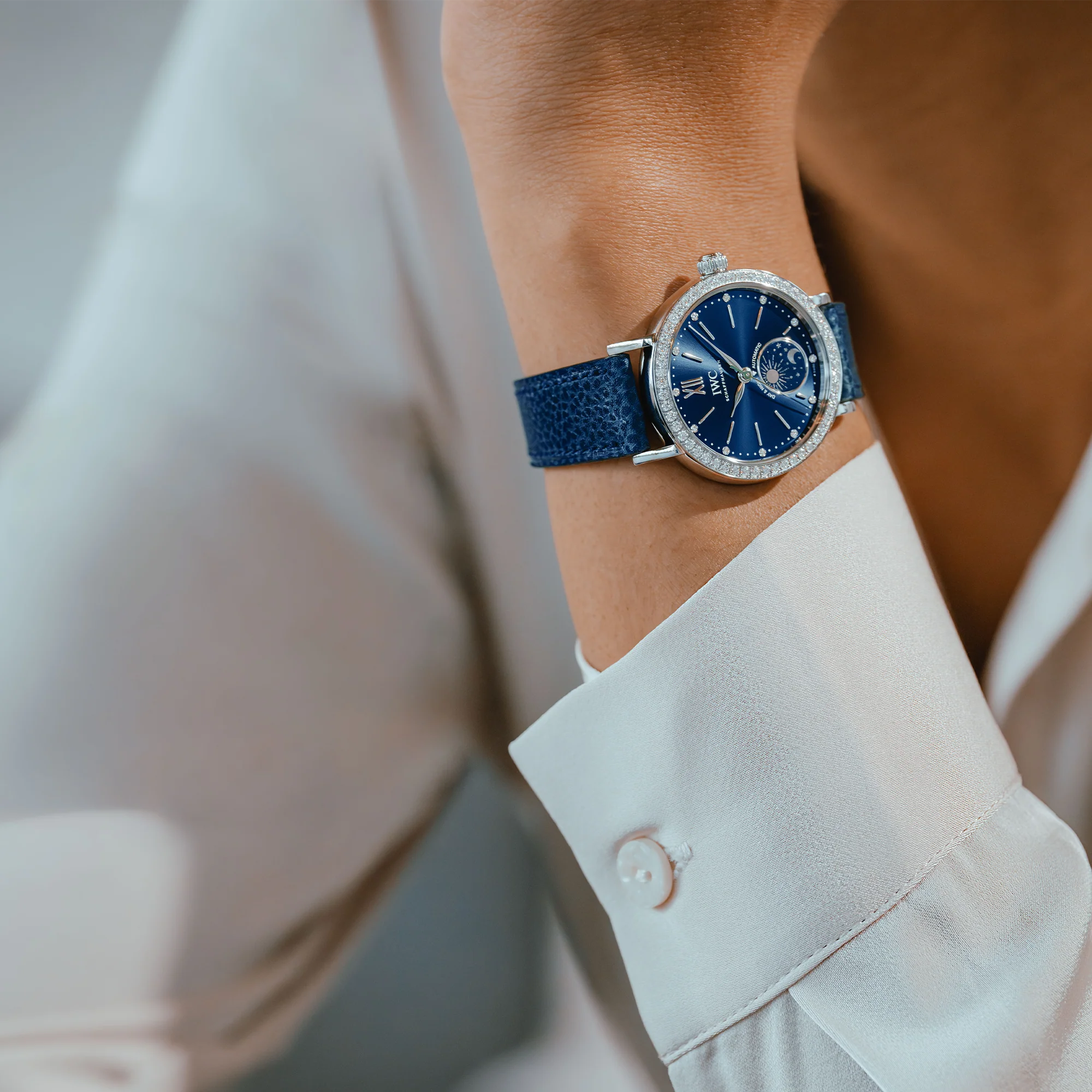 Portofino Automatic Day & Night Stainless Steel Diamond Bezel, Blue Dial Watch | 34MM | IW659801 - Image 6