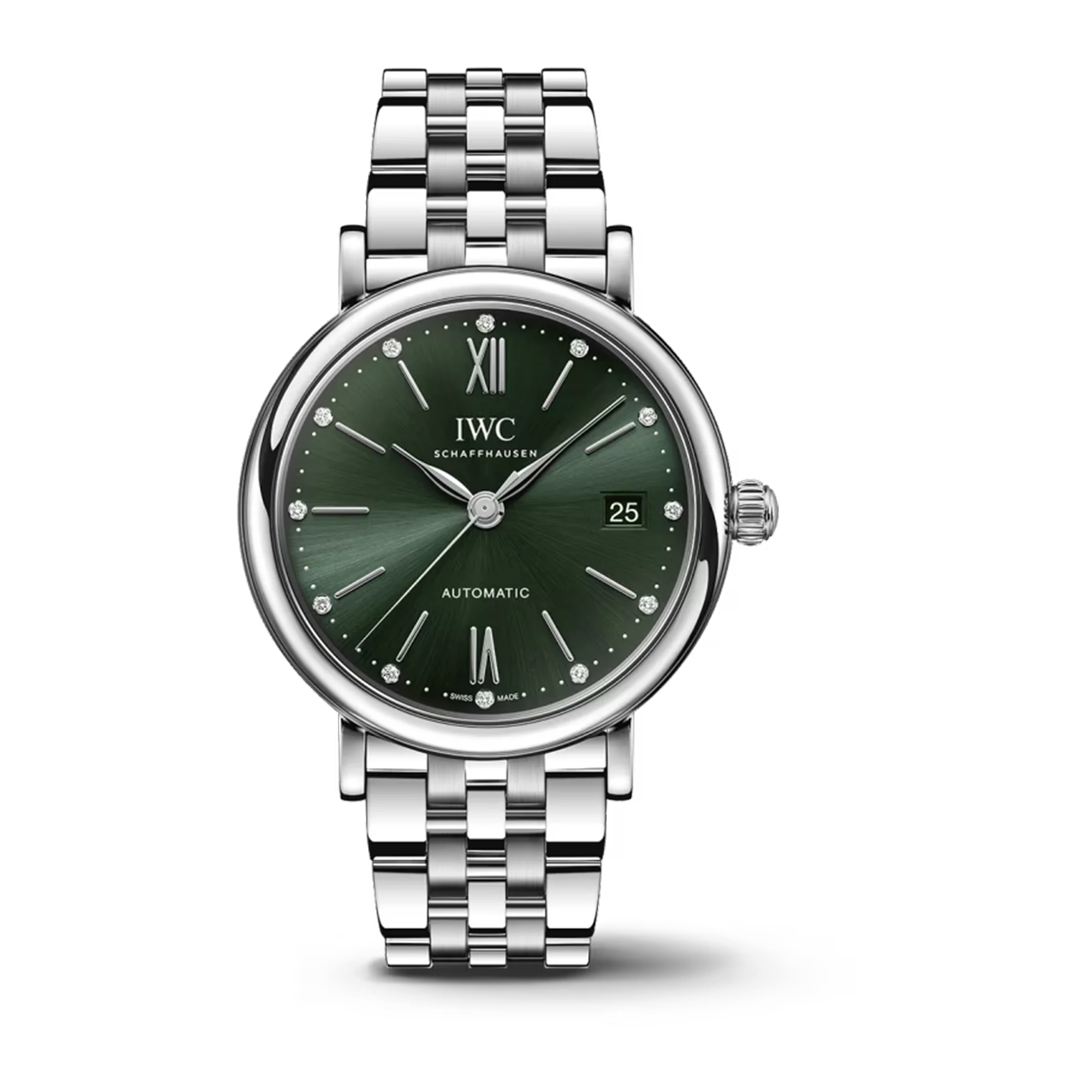 Portofino Stainless Steel Diamond Markers, Green Dial Watch | 37MM | IW458602