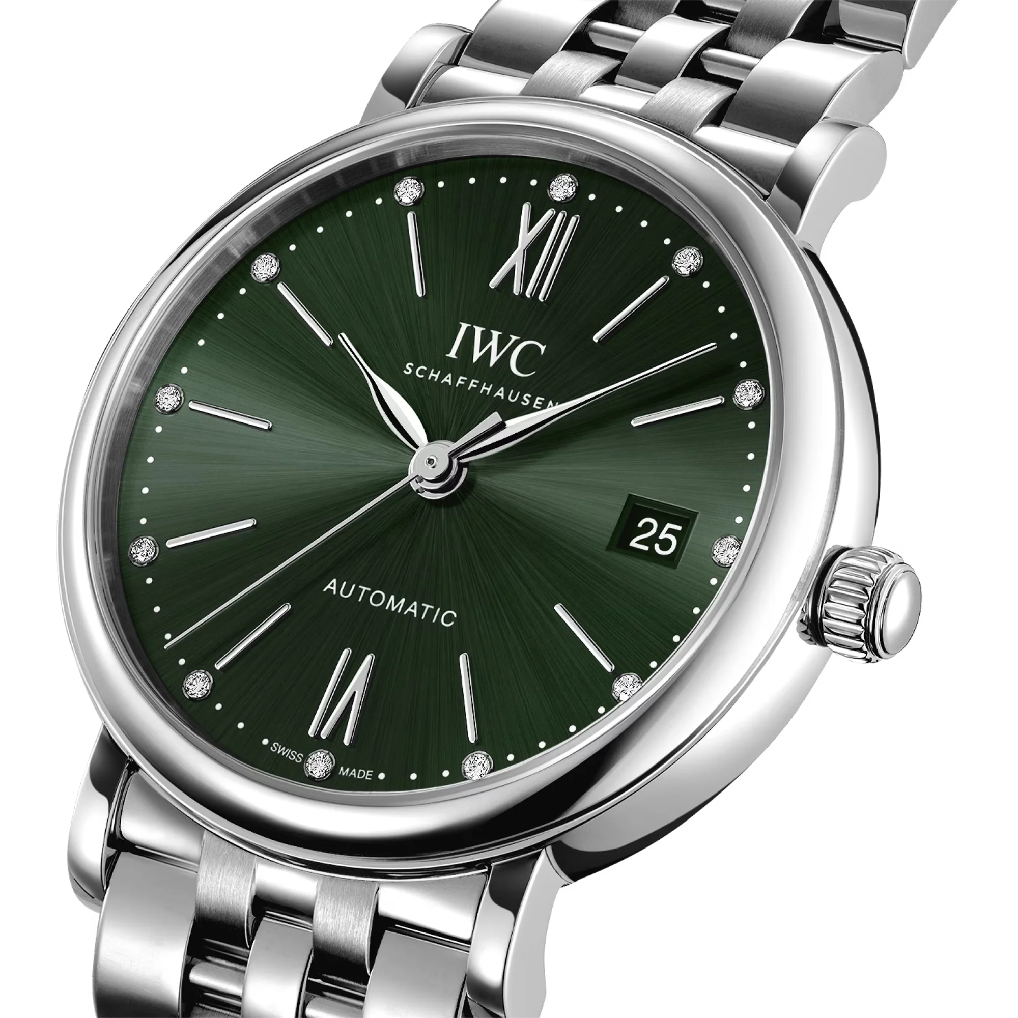 Portofino Stainless Steel Diamond Markers, Green Dial Watch | 37MM | IW458602 - Image 4
