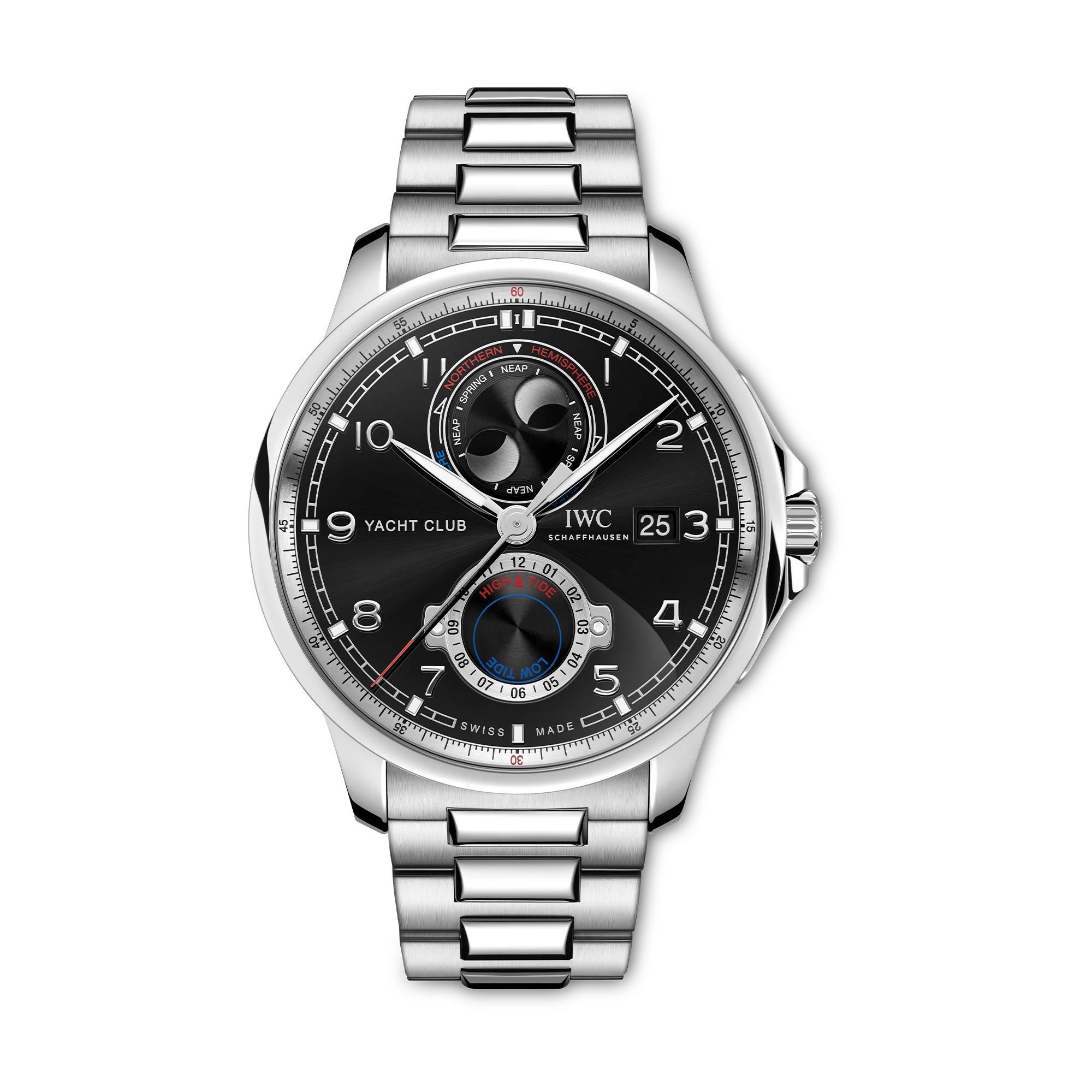 Portugieser Yacht Club Moon & Tide Stainless Steel, Black Dial Watch | 44.6MM | IW344002