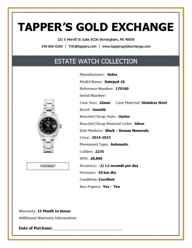 ROLEX 26MM ST DATEJUST WATCH - Image 6