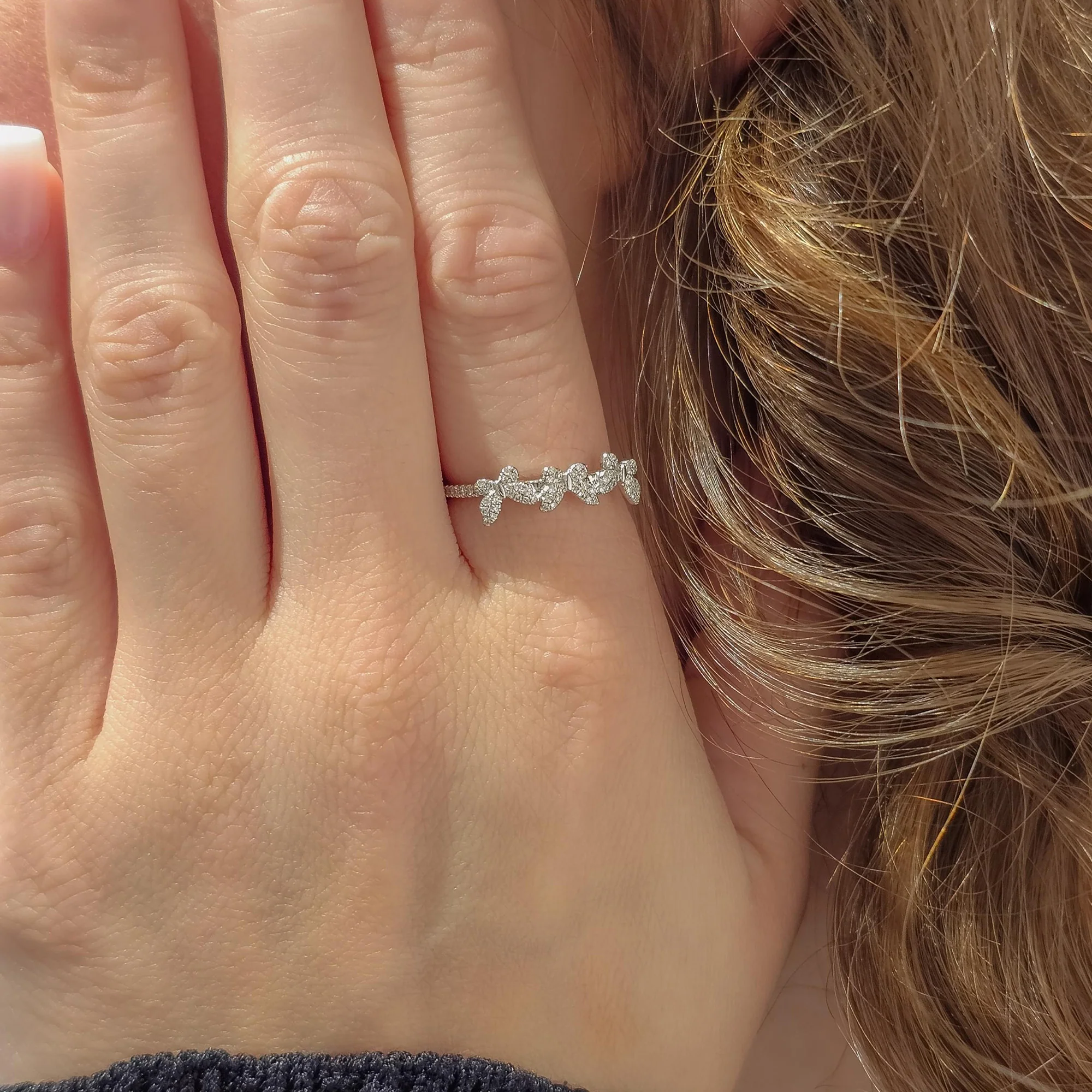 Pavé Diamond Butterfly Ring in 14K White Gold, 0.15cttw - Image 2