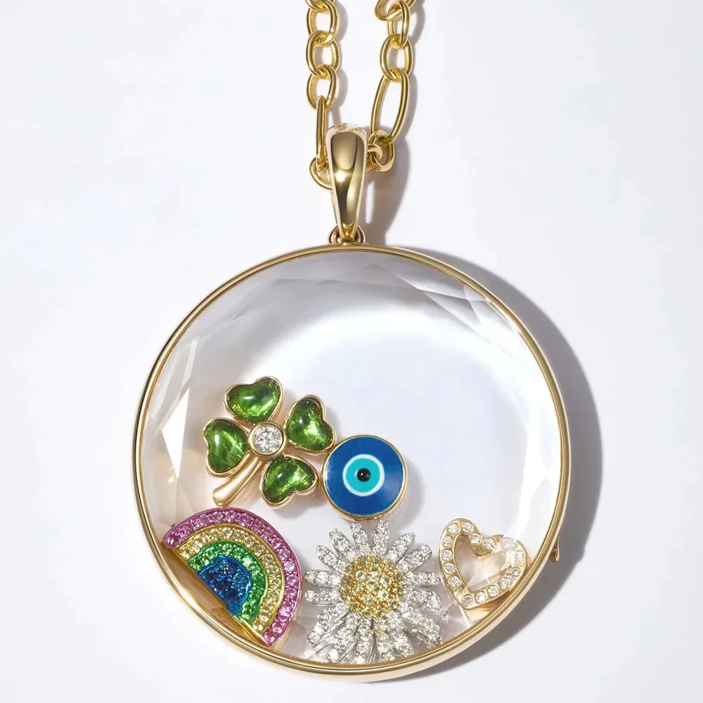 Sapphire Rainbow Charm in 18K Yellow Gold with Tsavorites, 0.17cttw - Image 3
