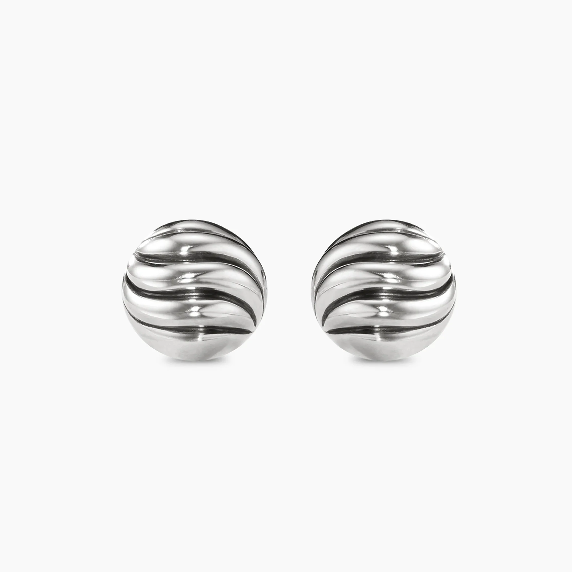 Sculpted Cable Stud Earrings in Sterling Silver - Image 4
