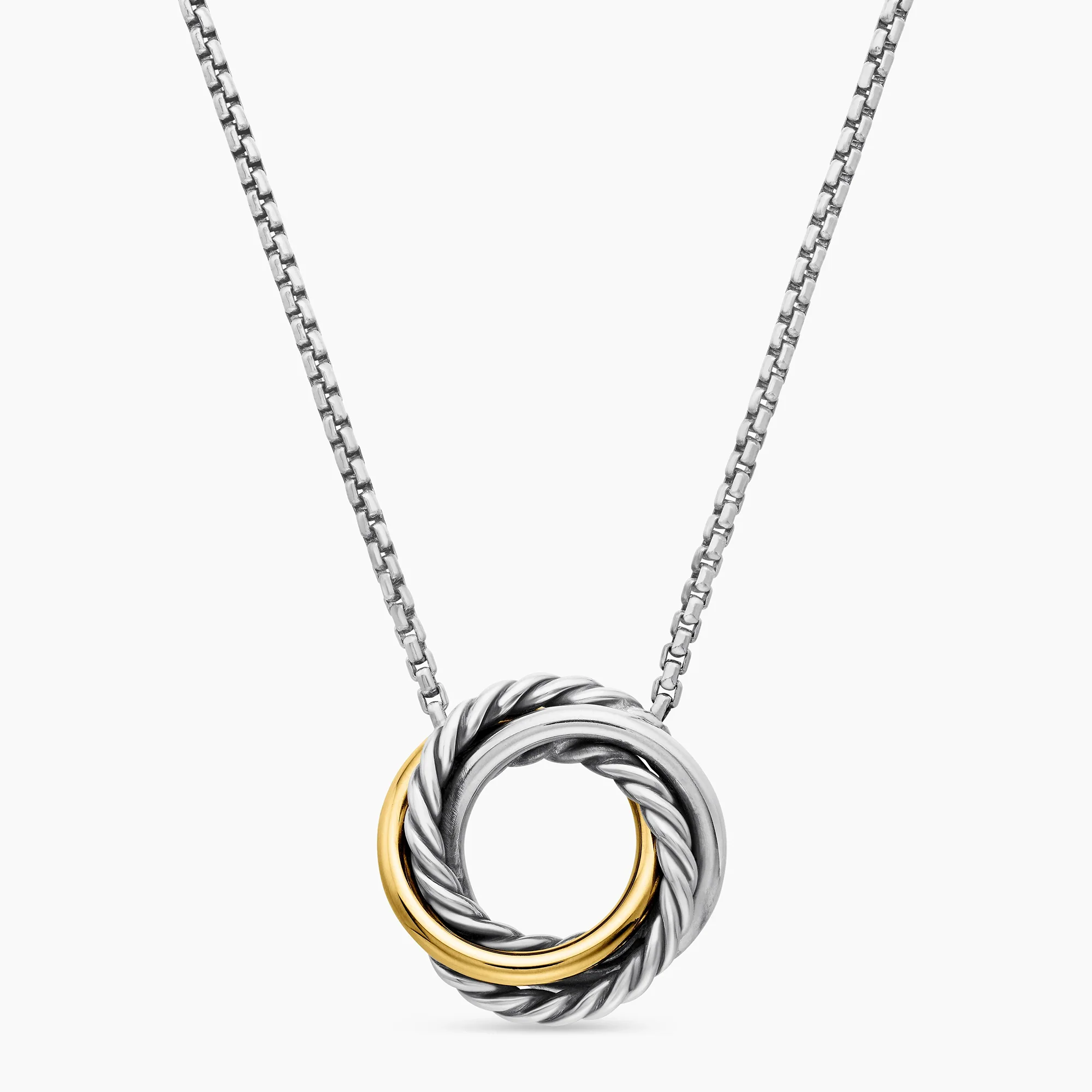 Crossover Pendant Necklace in Sterling Silver with 18K Yellow Gold