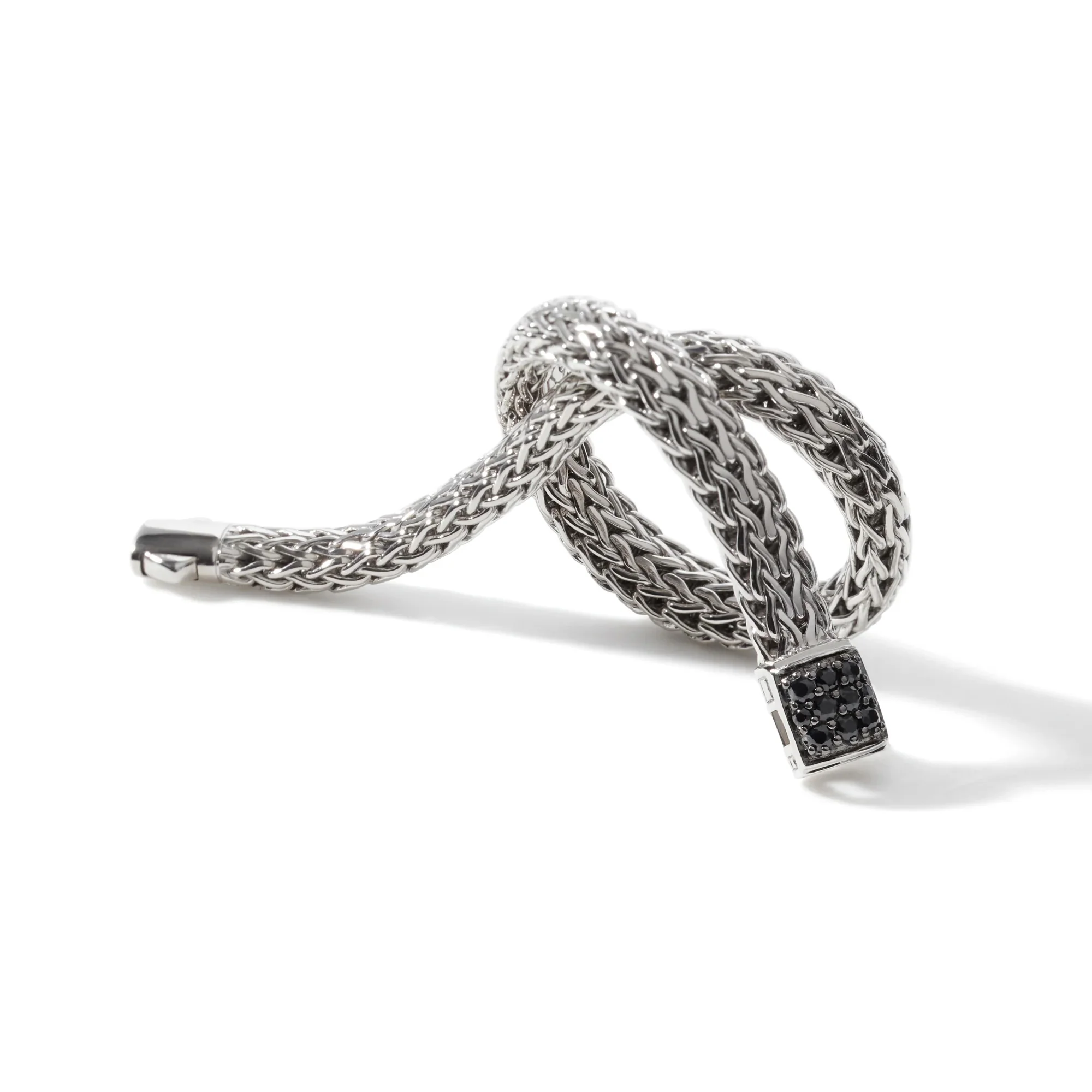 Sterling Silver Black Sapphire Woven Chain Bracelet - Image 3