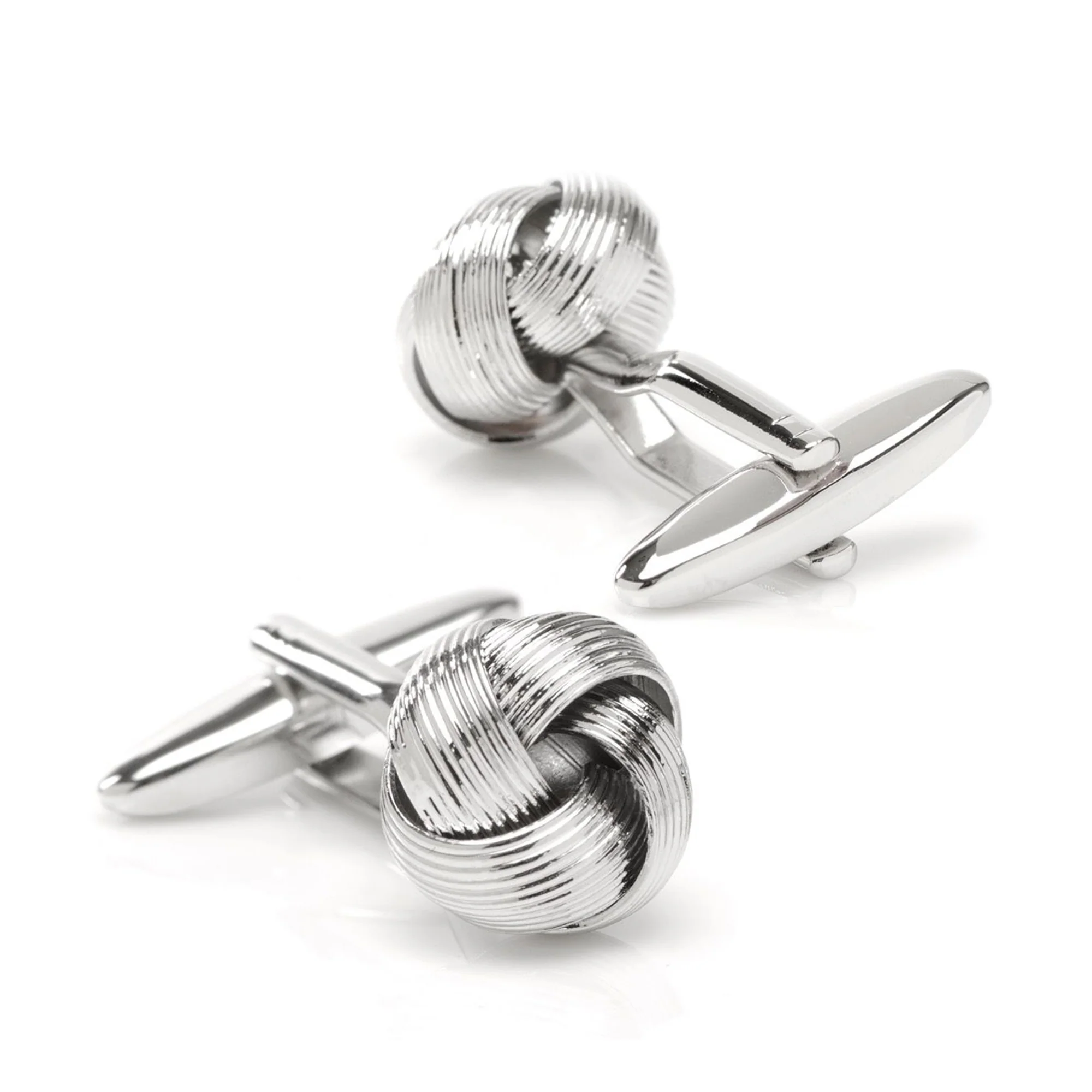 Silver Toned Textured Knot Cufflinks - Image 2