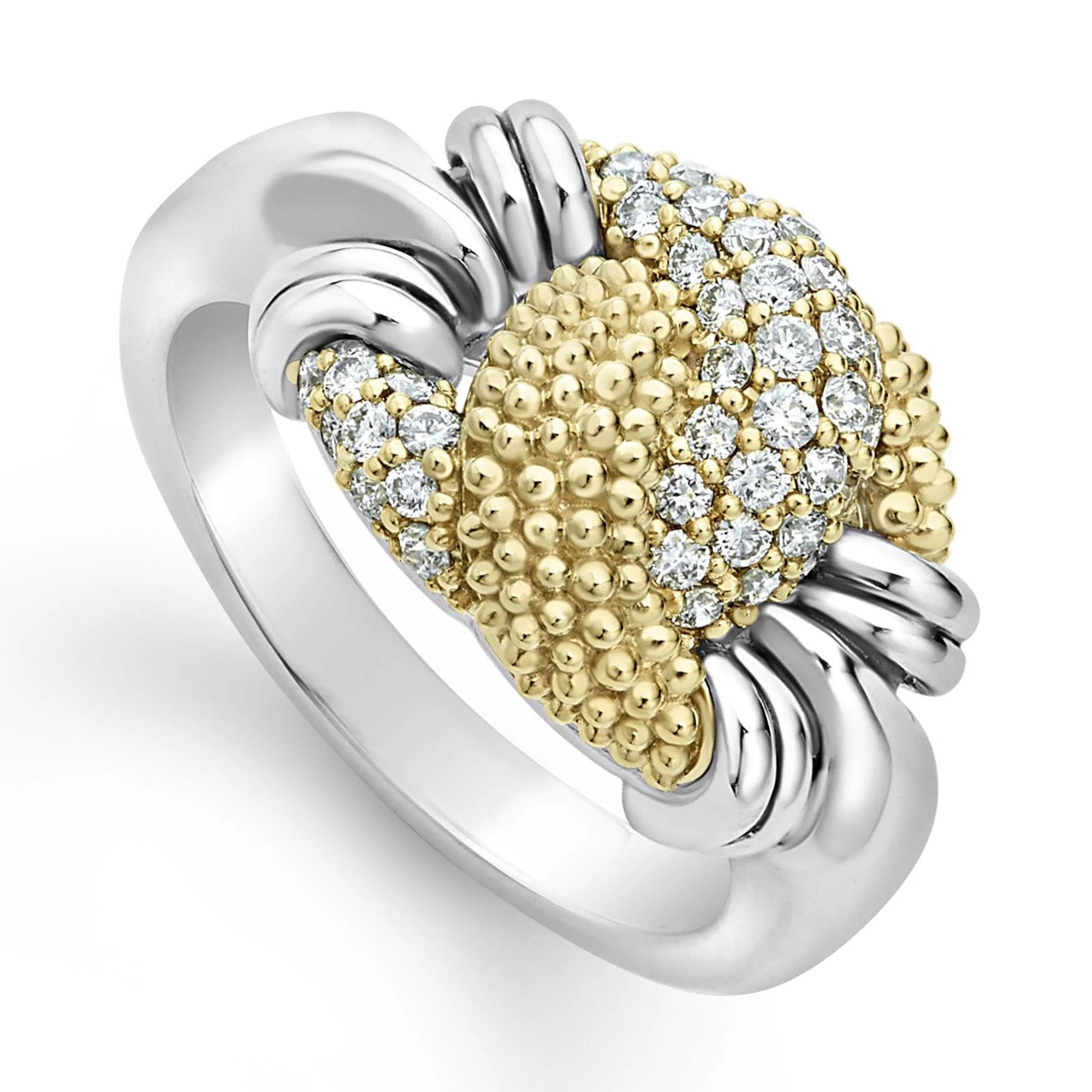 18K Gold Sterling Sil/Yellow Gold 0.45CTTW Diamond Pave/Micorpave RING