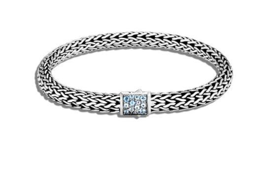 SS Sterling Silver Blue Topaz and Sapphire  Bracelet