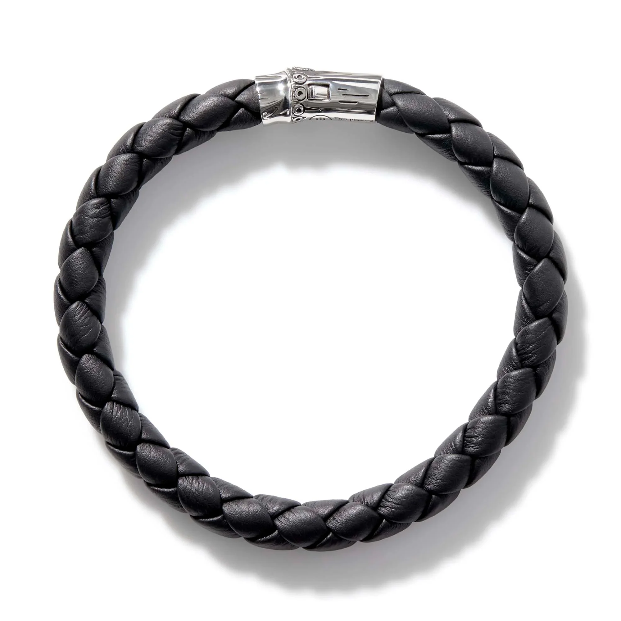 Sterling Silver and Black Leather Braided Bracelet - Image 4