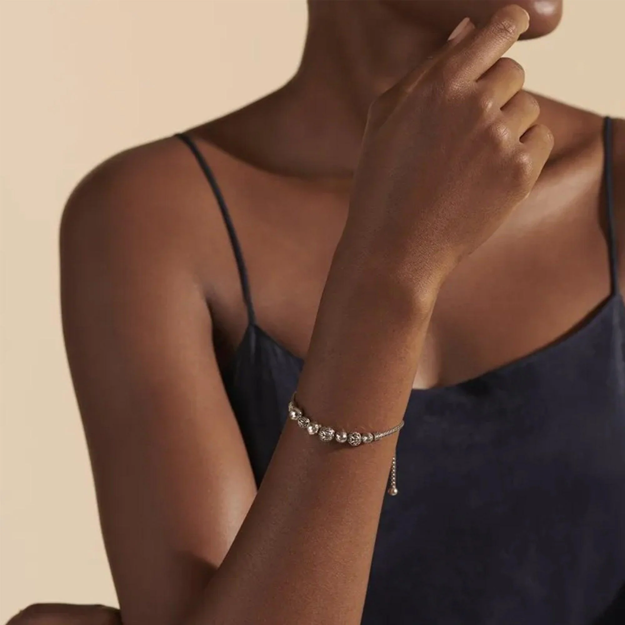 John Hardy Hammered Balls Pull Through Sterling Silver Bracelet - Image 3