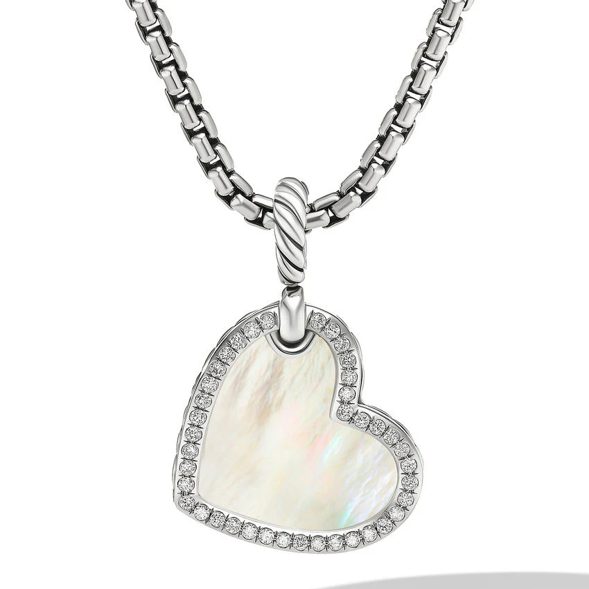 Sterling Silver Diamond and Mother of Pearl  Necklace