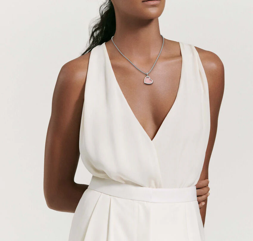 Sterling Silver Diamond and Mother of Pearl  Necklace - Image 4