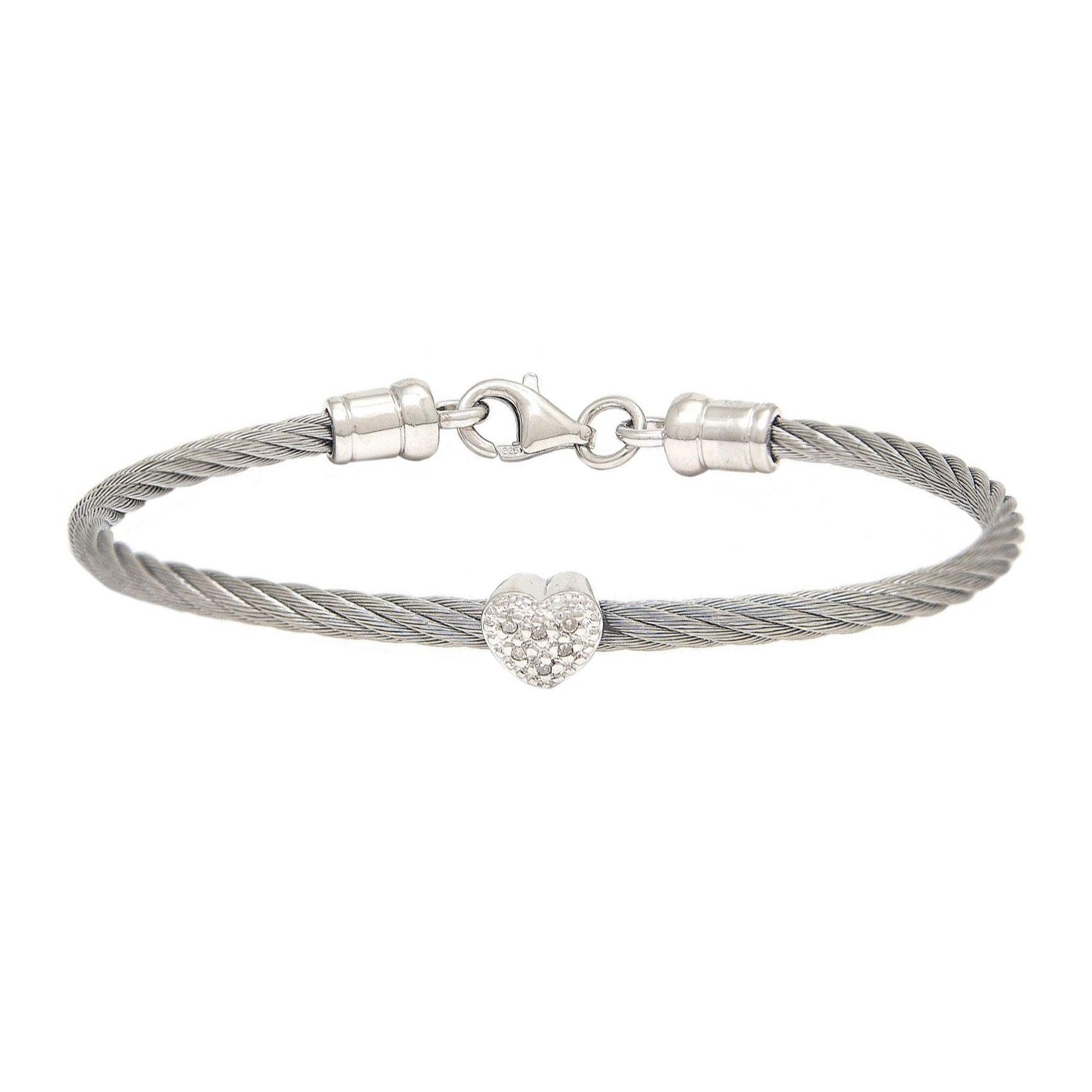 Sterling Silver Sterling Silver/St Steel 0.02CTTW Diamond Single Station BRACELET