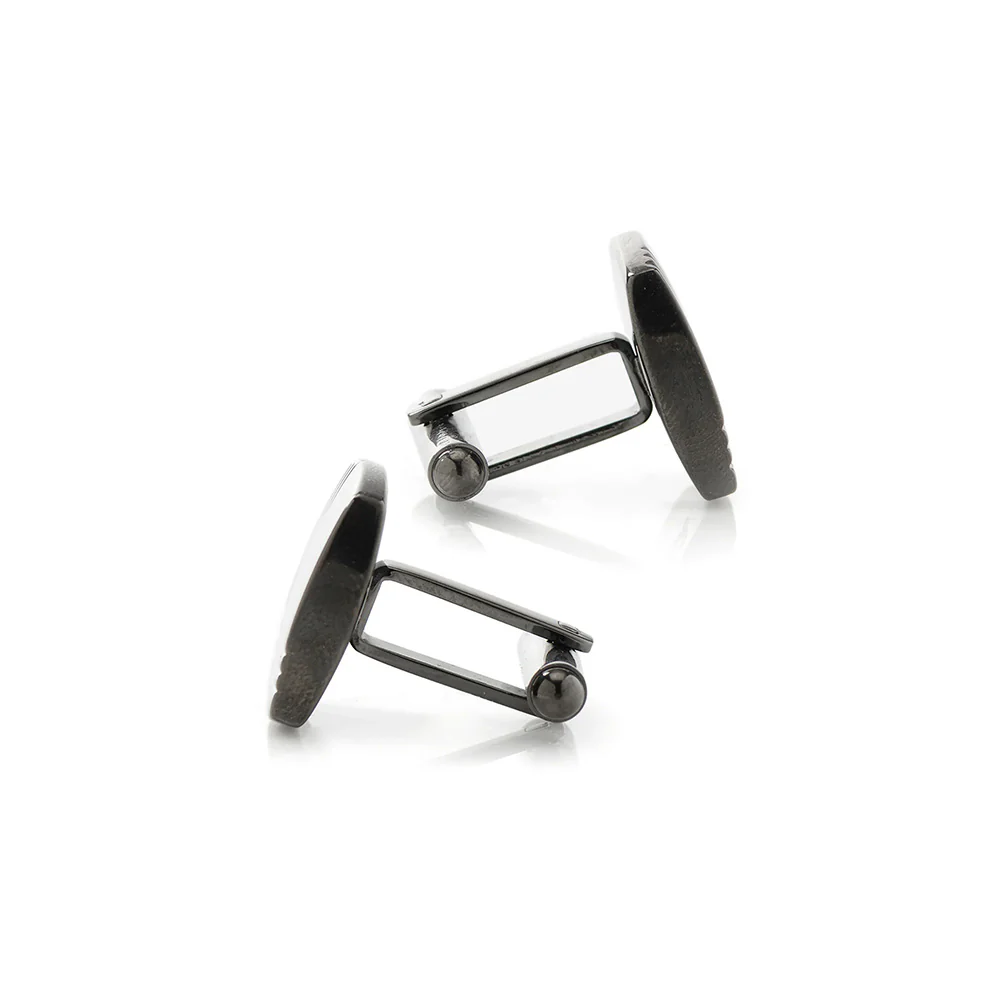 Stainless Steel Gunmetal Tartan Plaid Cufflinks - Image 3