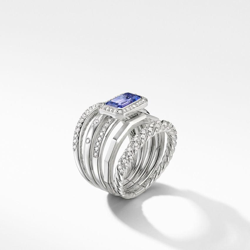 Stax Statement Ring in 18K White Gold with Tanzanite and Diamonds - Image 3