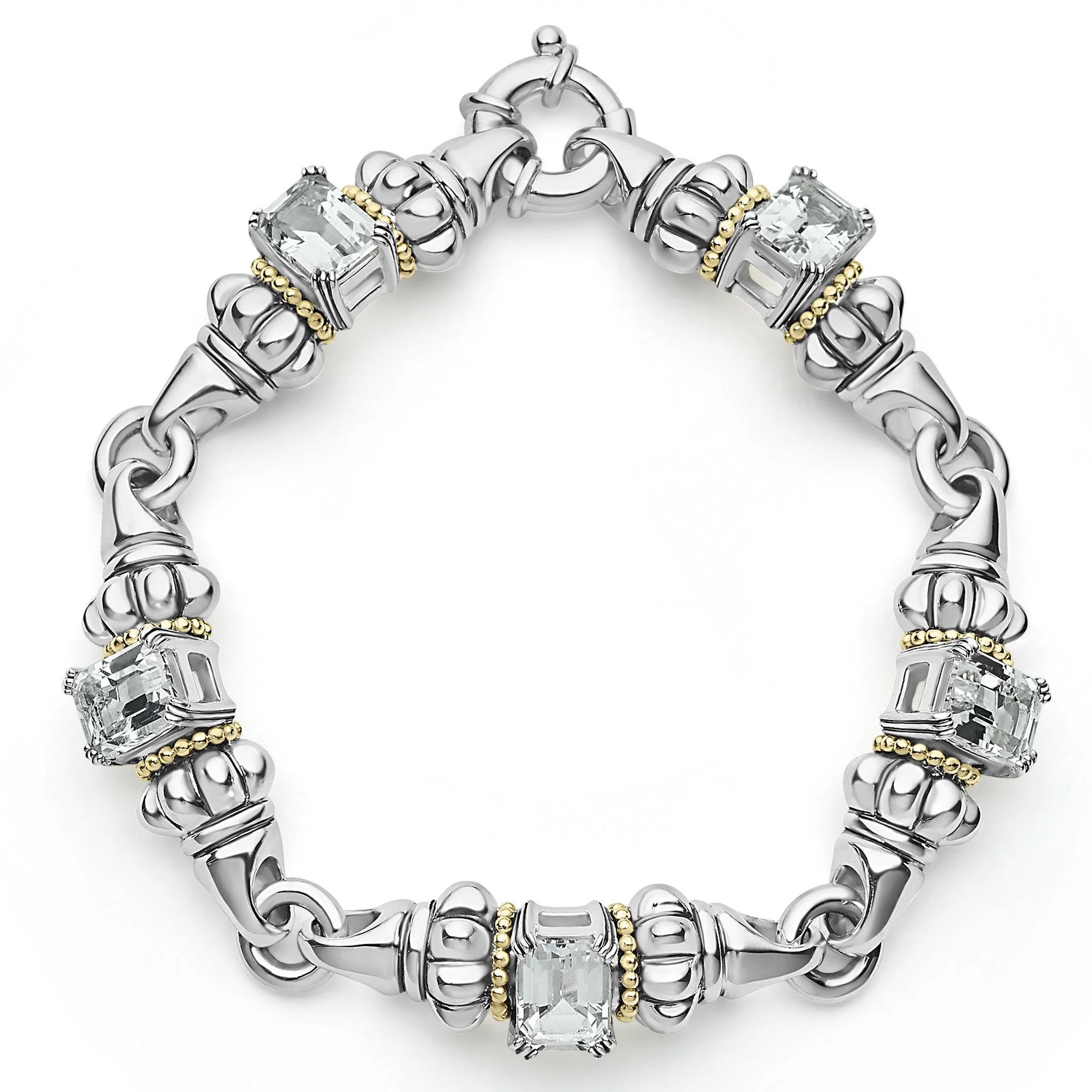 STERLING SILVER AND 18 KARAT CAVIAR AND GEMSTONE BRACELET - Image 2