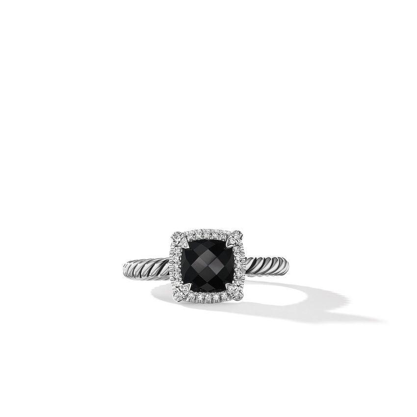 STERLING SILVER BLACK ONYX AND DIAMOND RING - Image 2