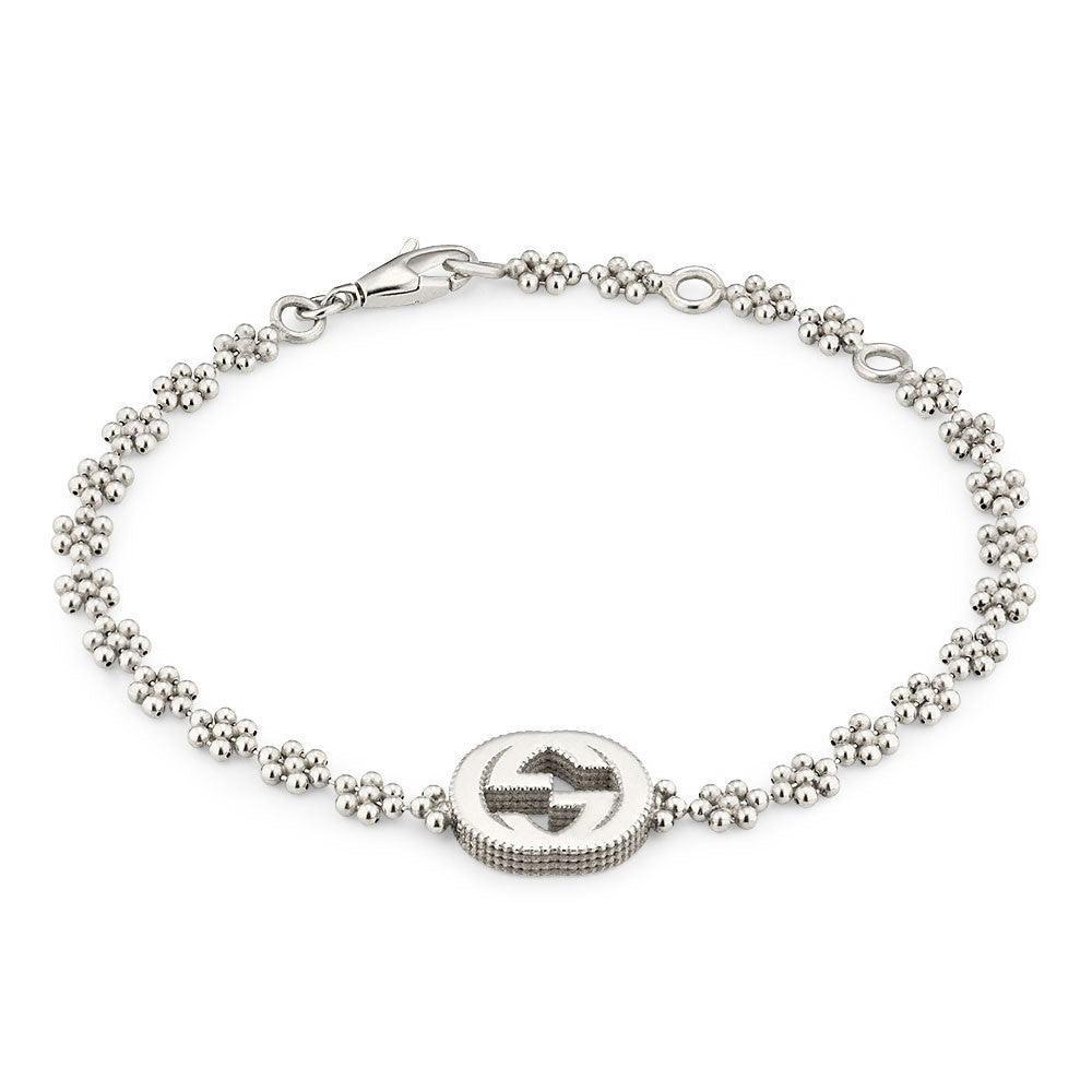 Interlocking G Beaded Bracelet in Sterling Silver