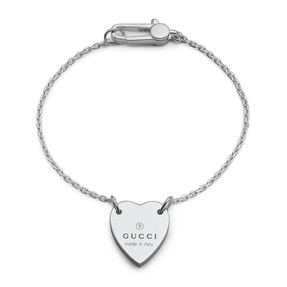 STERLING SILVER GUCCI TRADEMARK HEART BRACELET