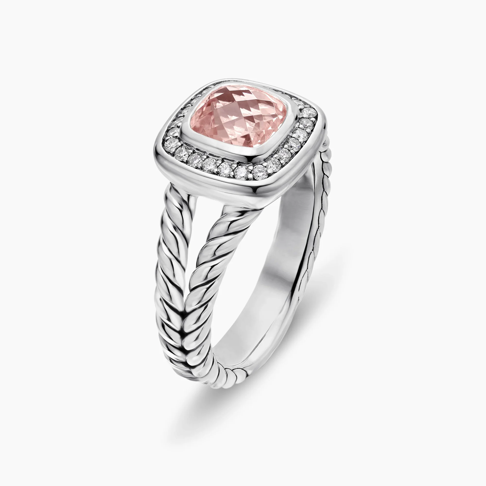 STERLING SILVER MORGANITE AND DIAMOND RING - Image 4