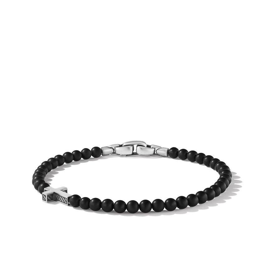 Spiritual Beads Cross Station Bracelet with Black Onyx