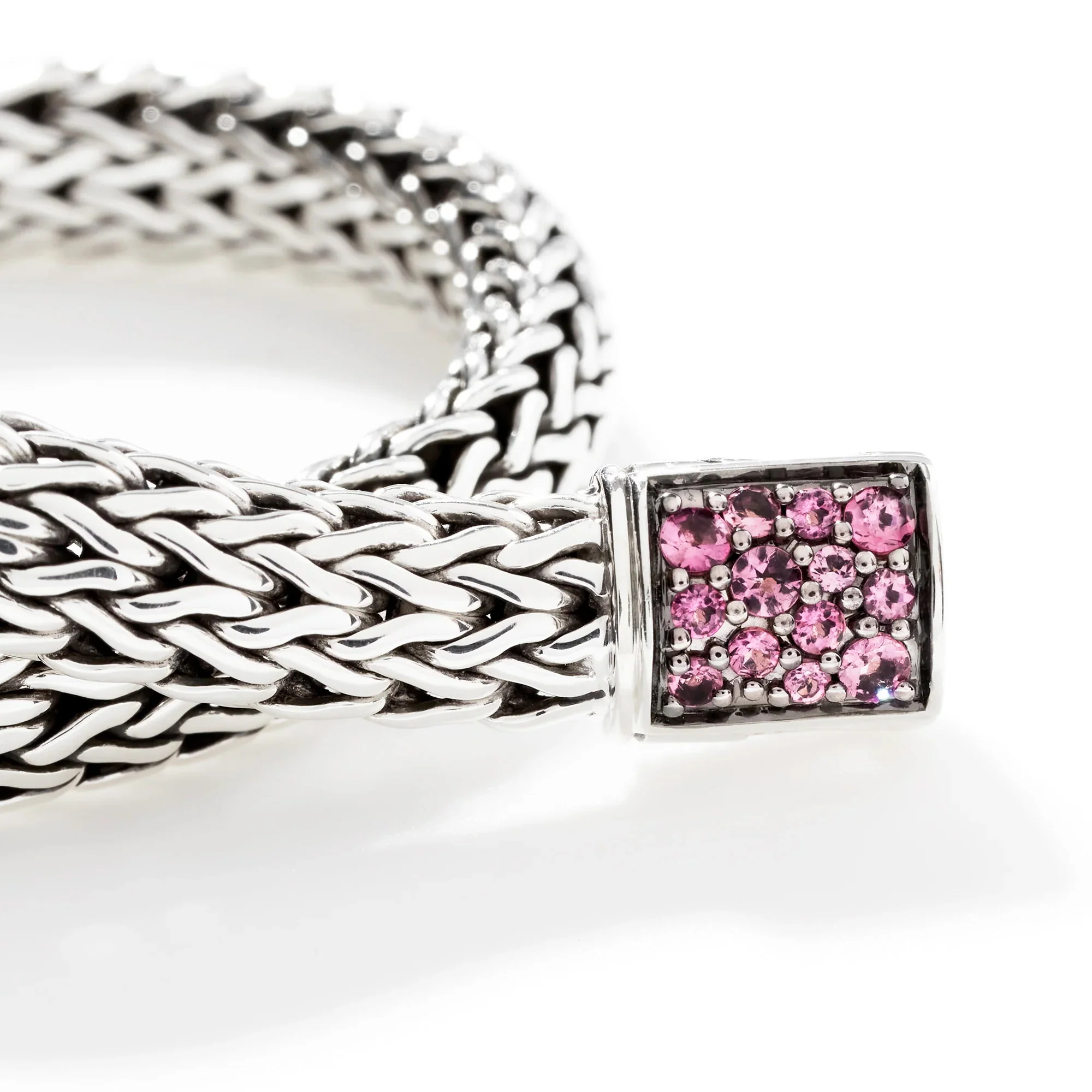 Sterling Silver Sapphire and Pink Tourmaline Chain Bracelet - Image 2