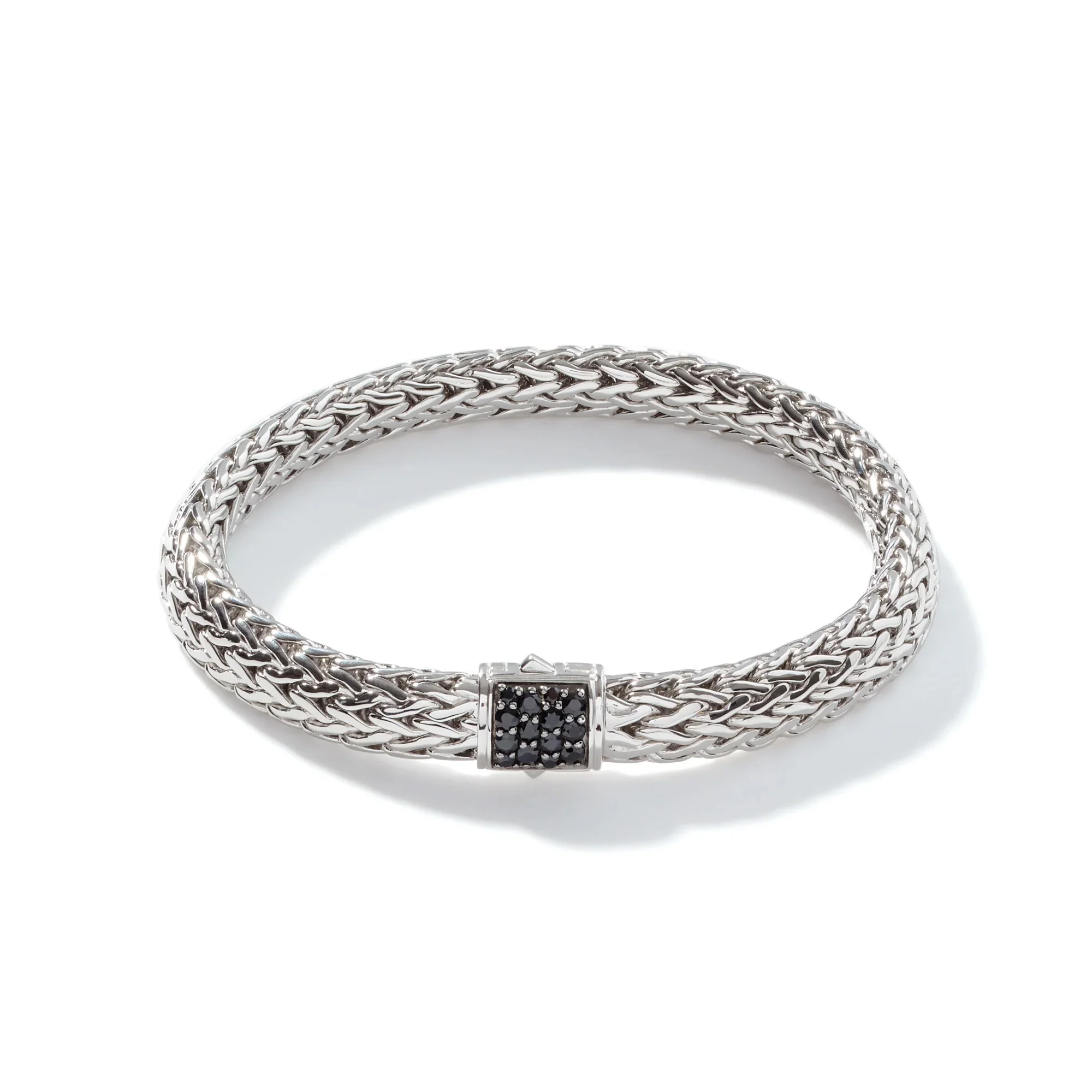 Sterling Silver Black Sapphire Woven Chain Bracelet - Image 2