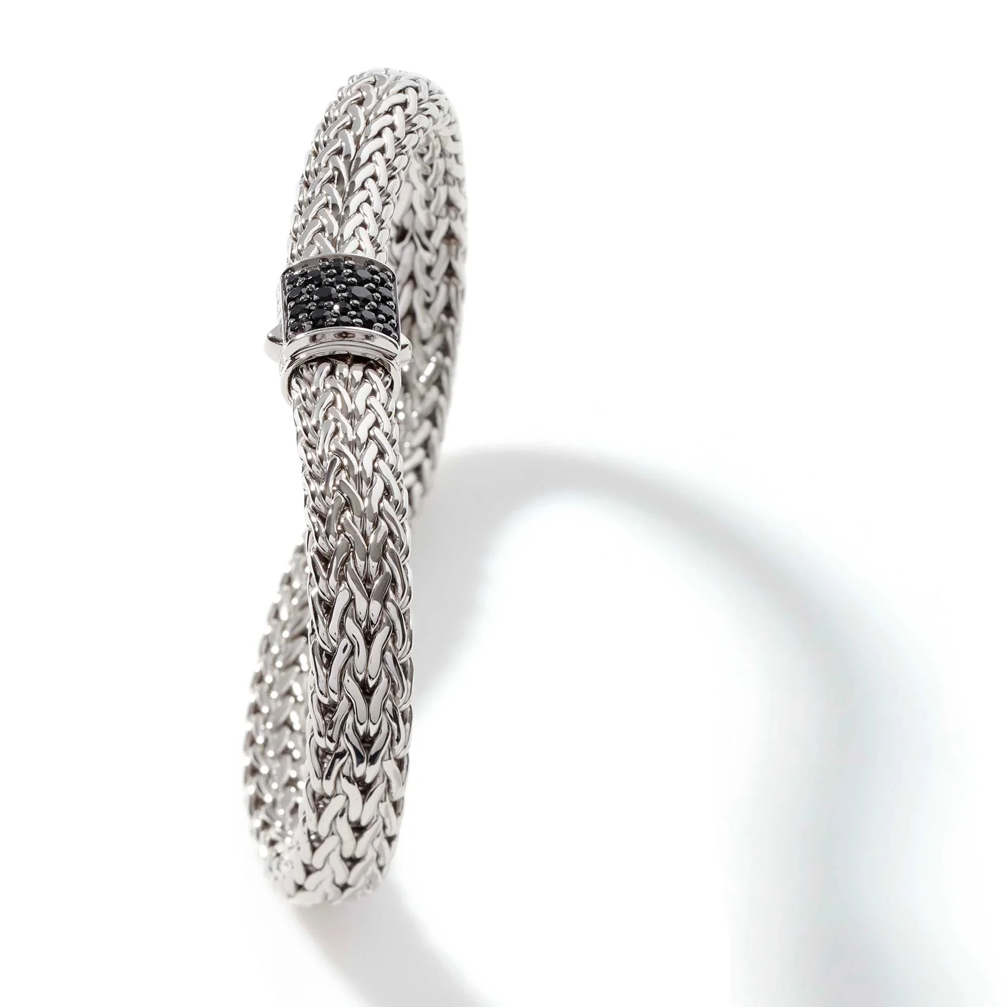 Sterling Silver Black Sapphire Woven Chain Bracelet - Image 4