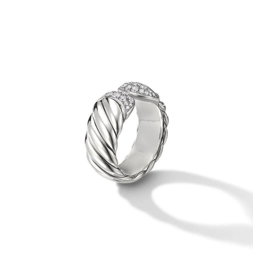 STERLING SILVER SCULPTED DIAMOND RING - Image 3