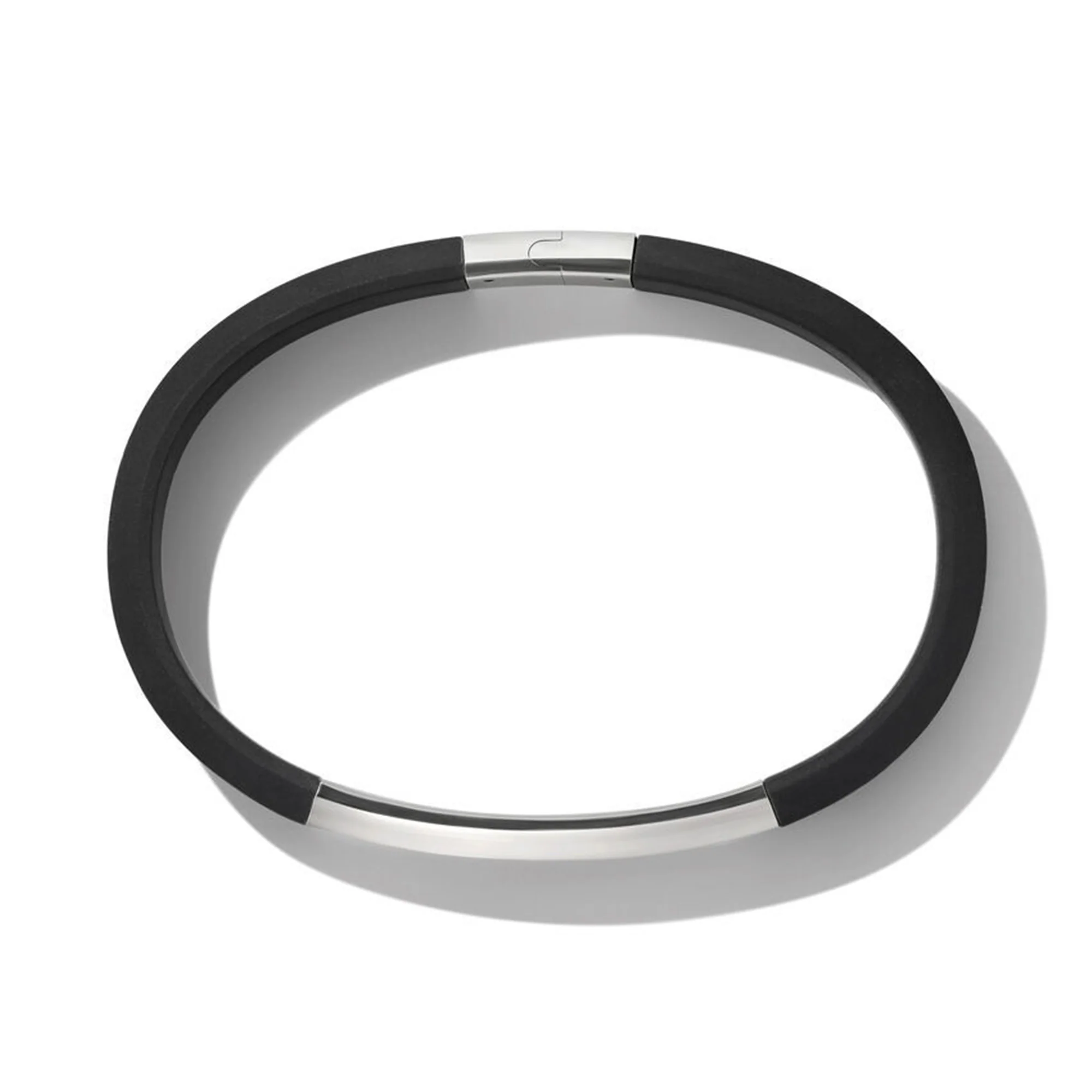 STREAMLINE ID BLACK RUBBER BRACELET WITH STERLING SILVER - Image 2