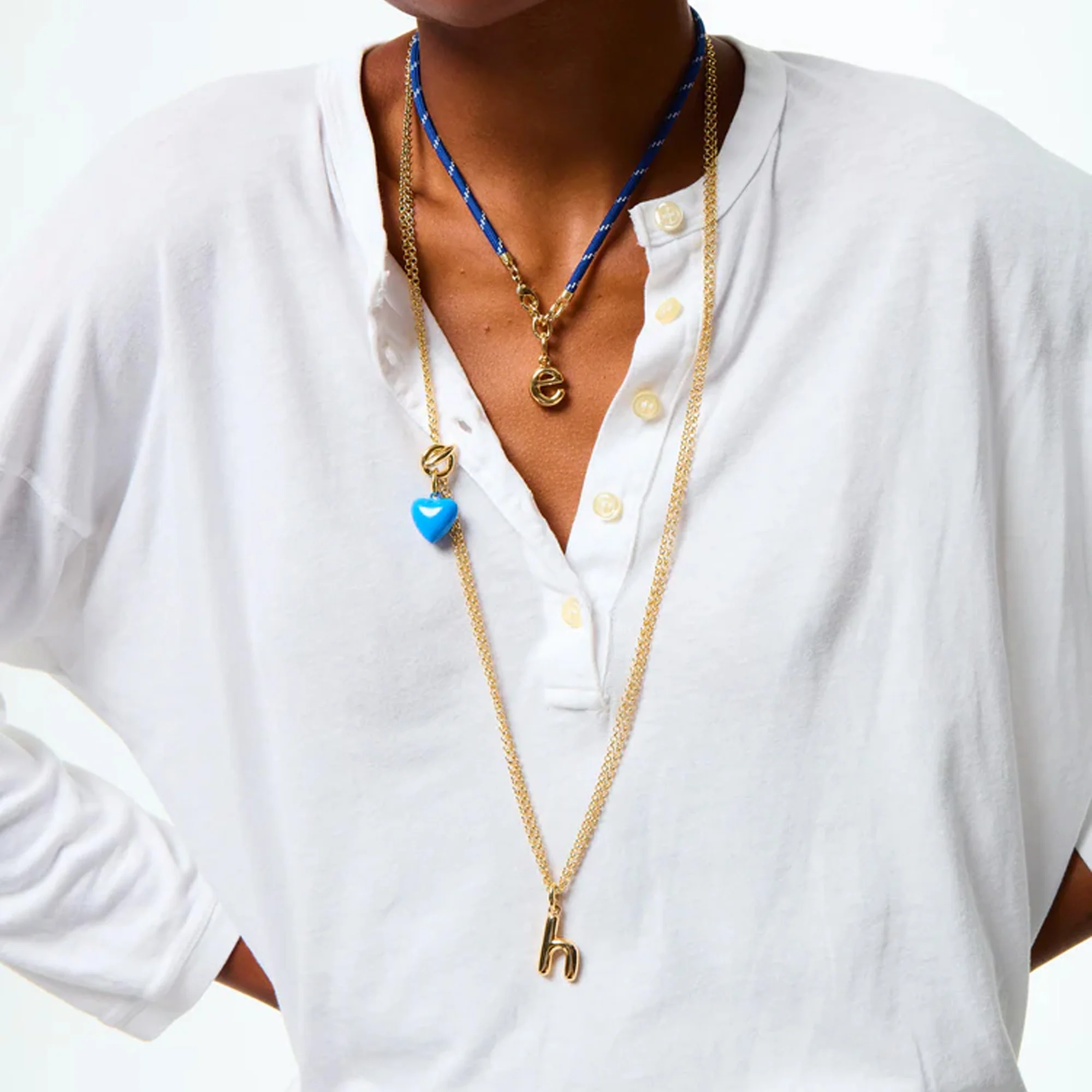 The Puffy Initial "S" Necklace in Gold Tone - Image 2