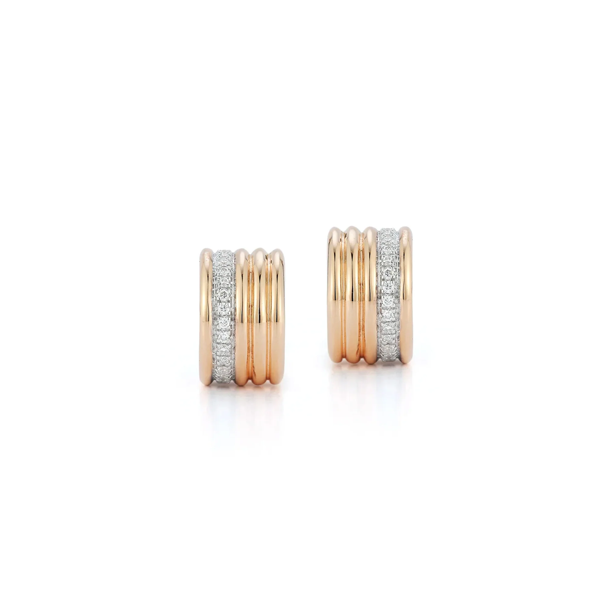 Thoby Diamond Accent 5 Row Tubular Huggie Earrings in 18K Yellow Gold - Image 2