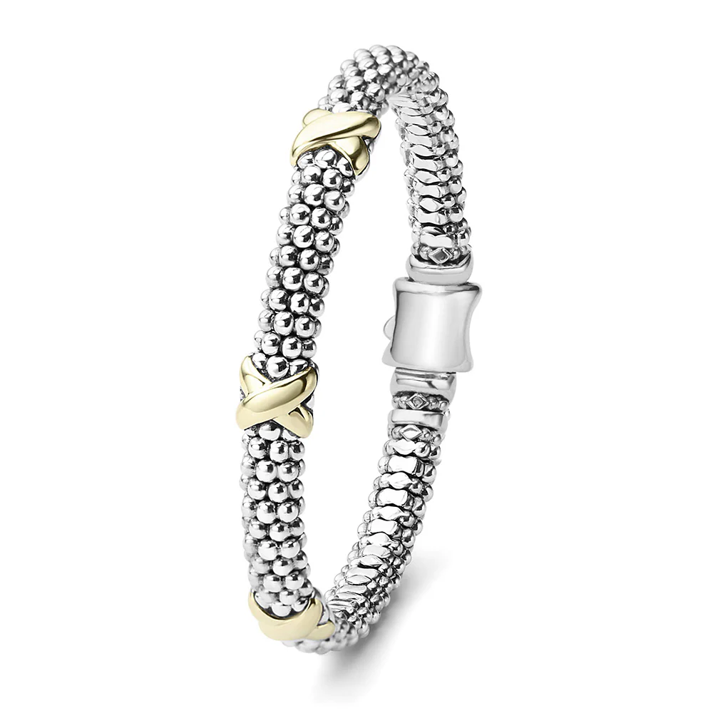Silver and 18K Yellow Gold Caviar X Station bracelet - Image 2