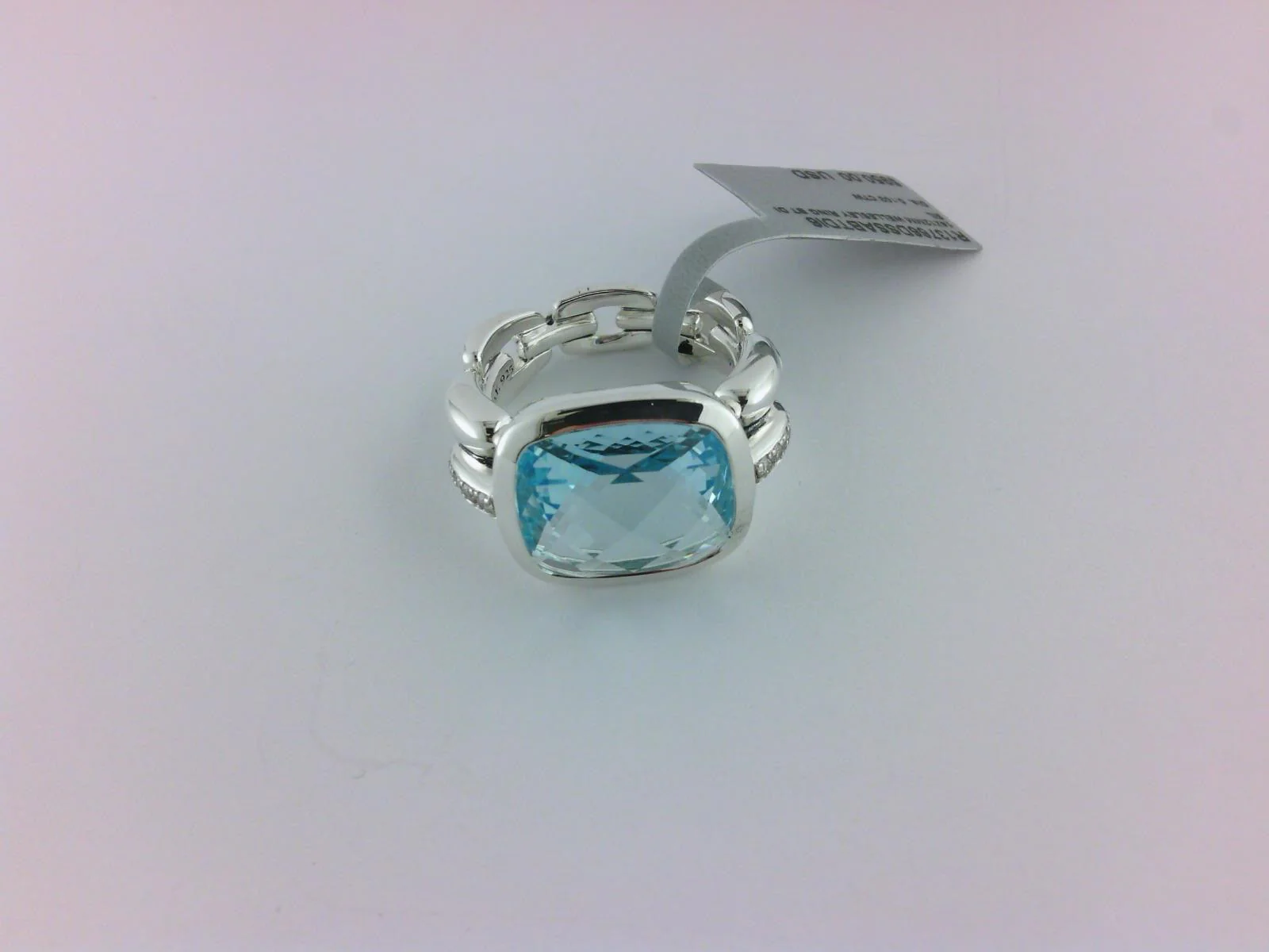 Wellesley Link Statement Ring with Sky Blue Topaz Diamonds - Image 2