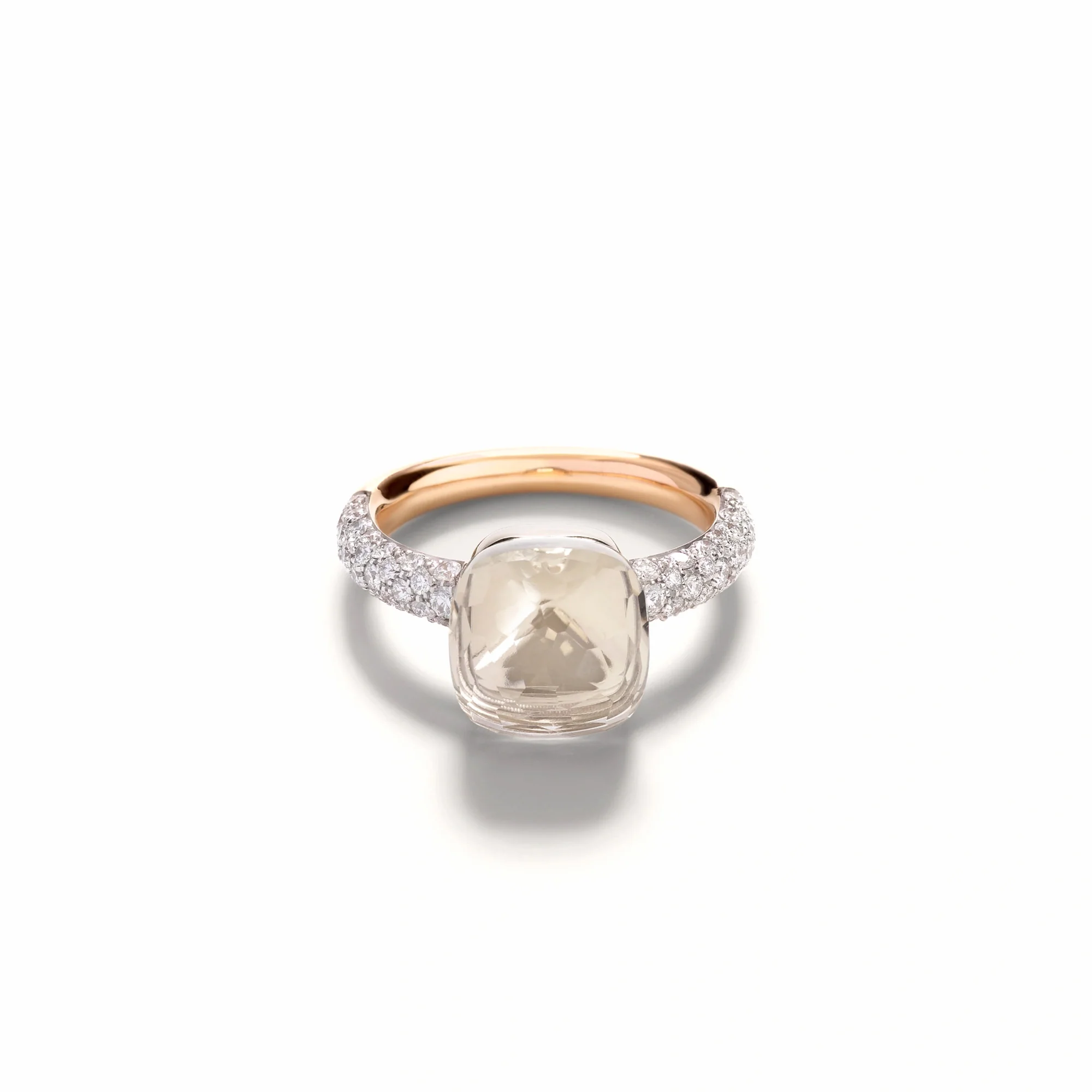 18K Rose and White Gold Diamond and Topaz Classic Nudo Ring - Image 2