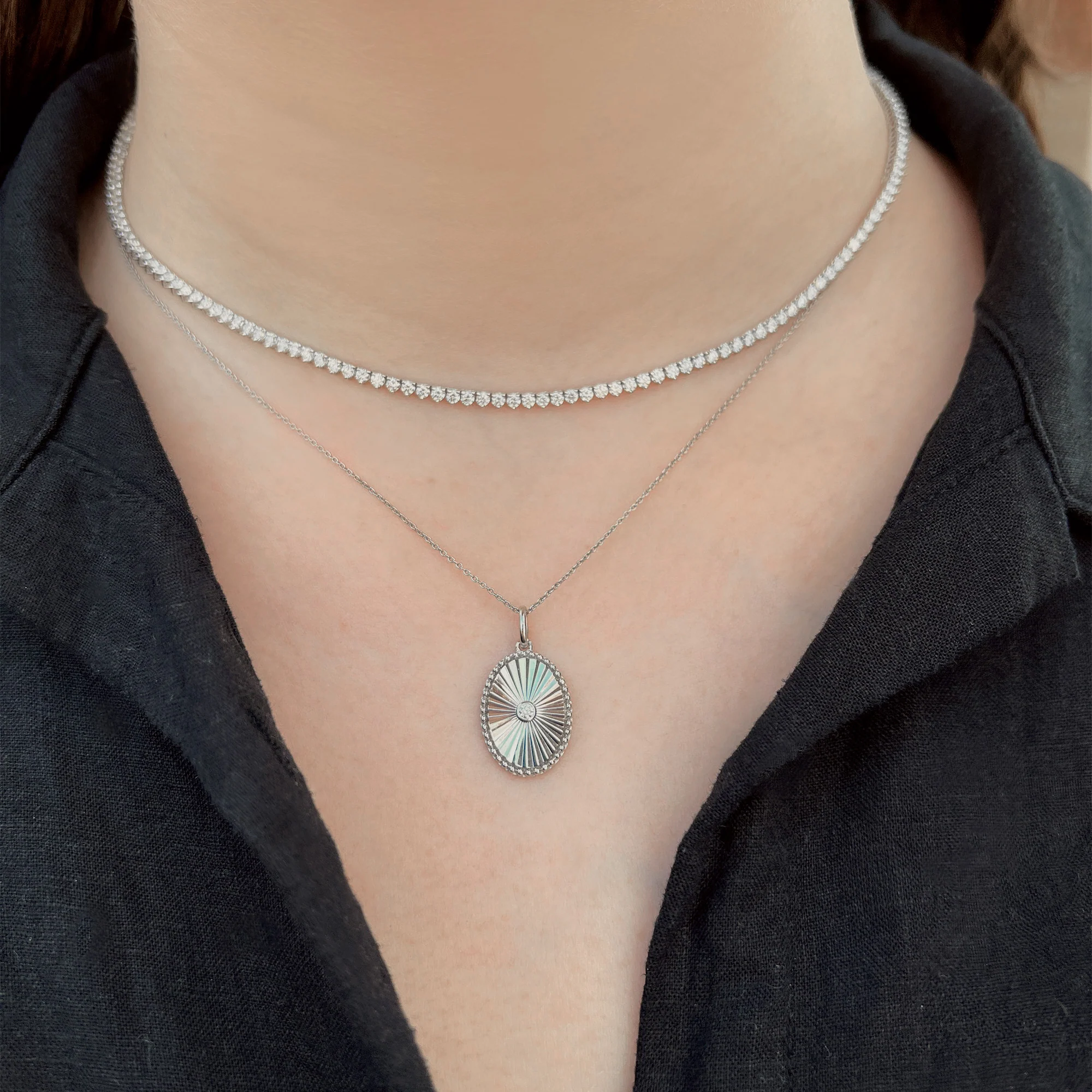 Sterling Silver Sterling Silver 0.05CTTW Diamond Pendant with Chain NECKLACE - Image 2